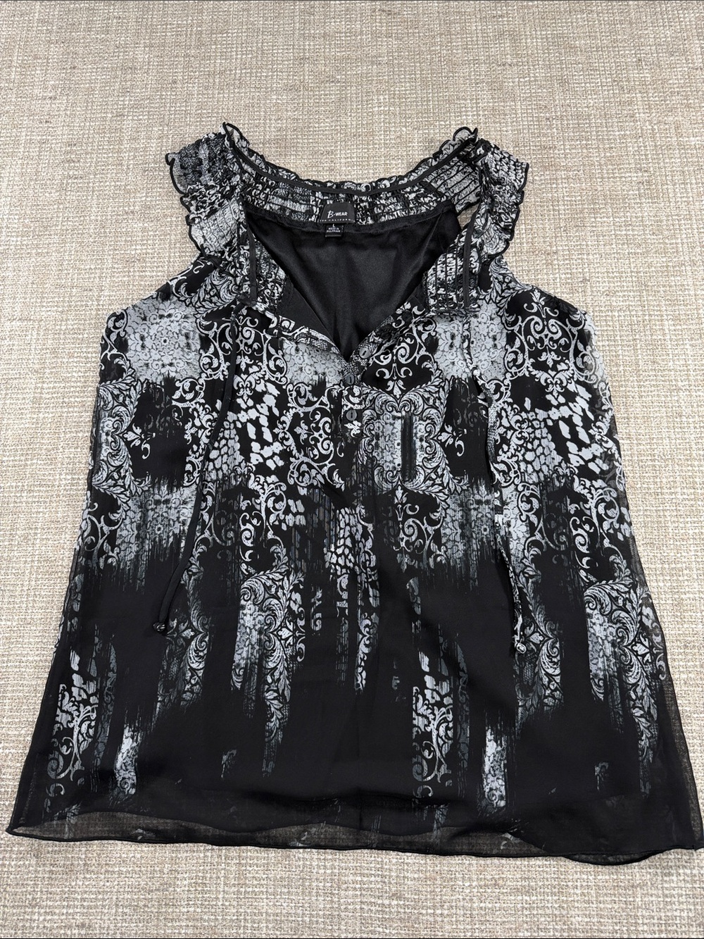 Bwear Black & Gray Patterned Sleeveless Camisole